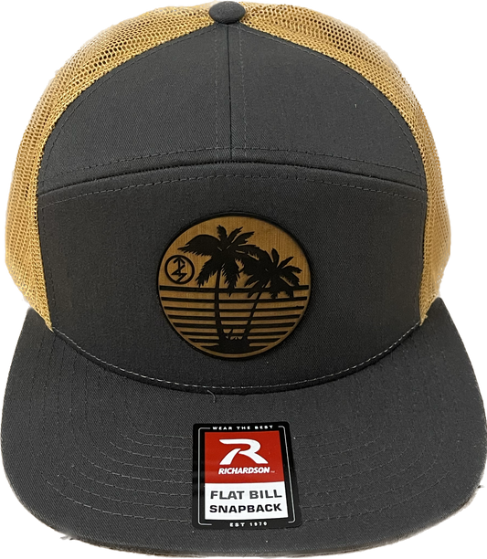 7 Panel Palm Tree Hat (Grey/Yellow)